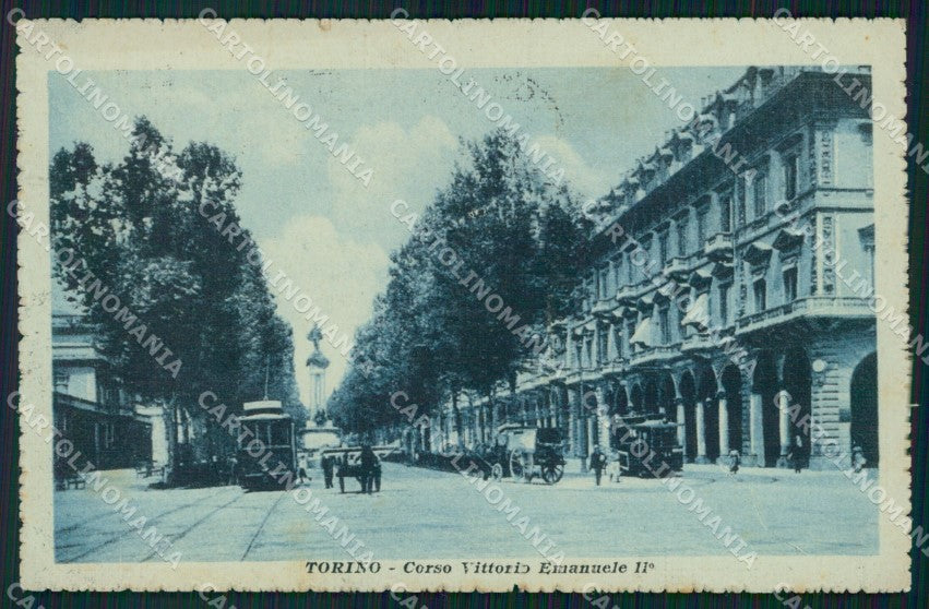 Torino città Corso Vittorio Emanuele II Tram cartolina VK4149 – fronte