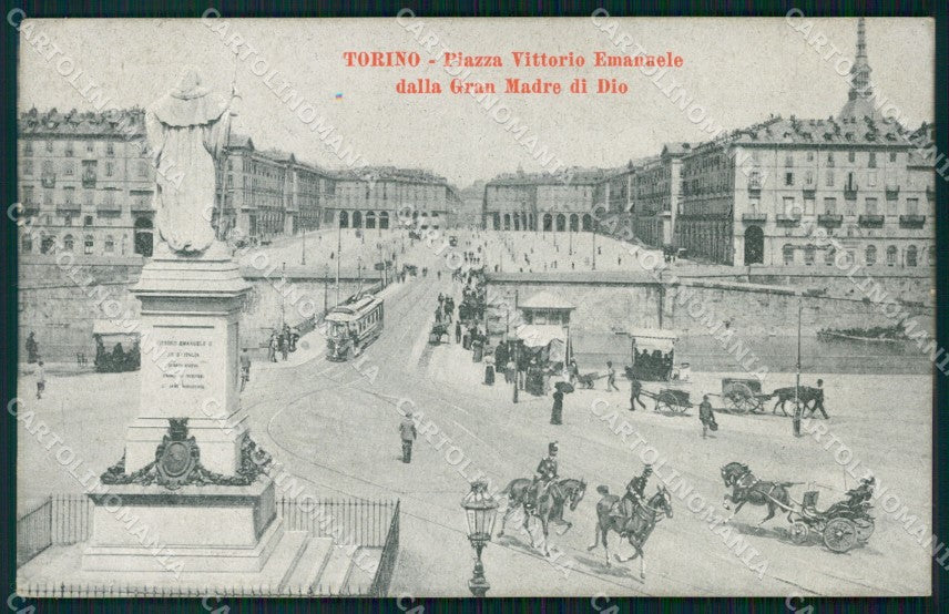 Torino città Piazza Vittorio Emanuele Tram Carrozze cartolina VK4150 – fronte