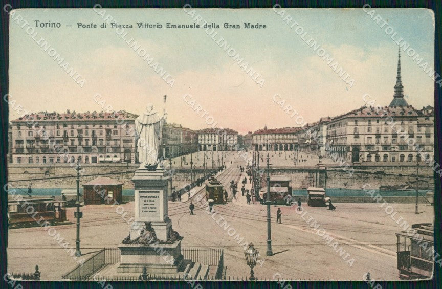 Torino città Piazza Vittorio Emanuele della Gran Madre Tram cartolina VK4154 – fronte