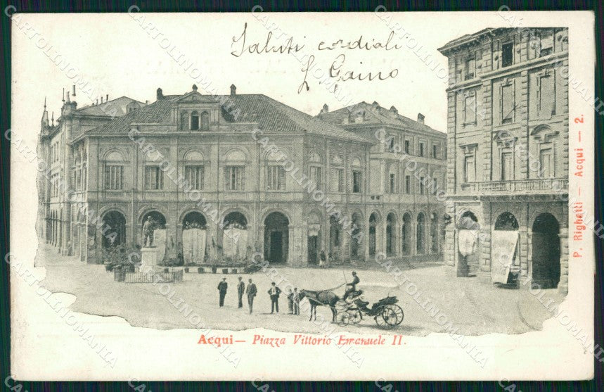 Alessandria Acqui Terme Piazza Vittorio Emanuele II Carrozza cartolina VK4180 – fronte