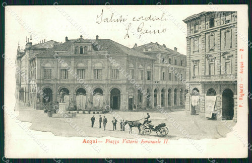 Alessandria Acqui Terme Piazza Vittorio Emanuele II Carrozza cartolina VK4180 – fronte