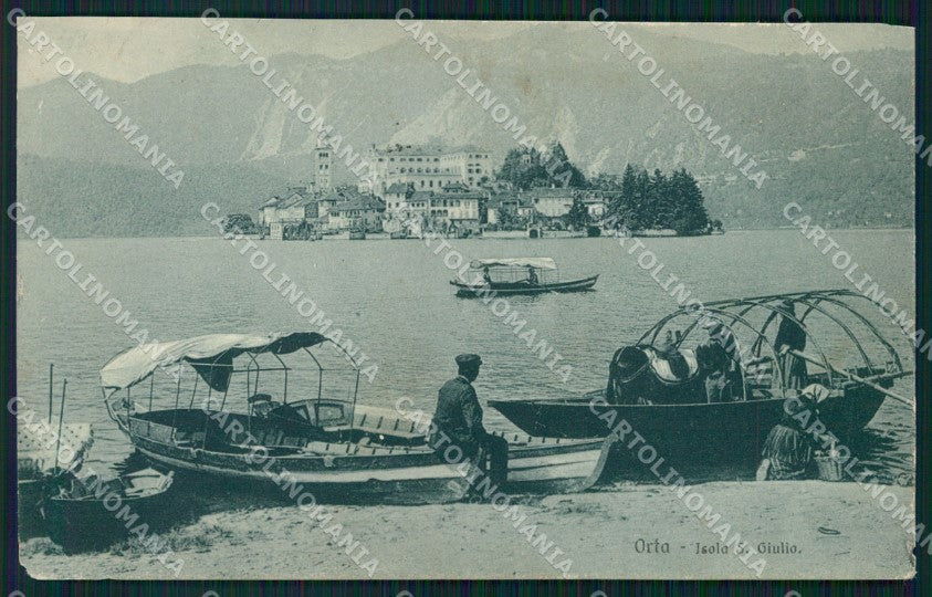 Novara Orta Lago di Isola San Giulio Barche ANGOLINO STRAPPATO cartolina VK4196 – fronte