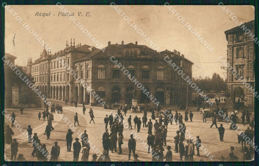 Alessandria Acqui Terme Piazza Vittorio Emanuele PIEGA cartolina VK4298 – fronte