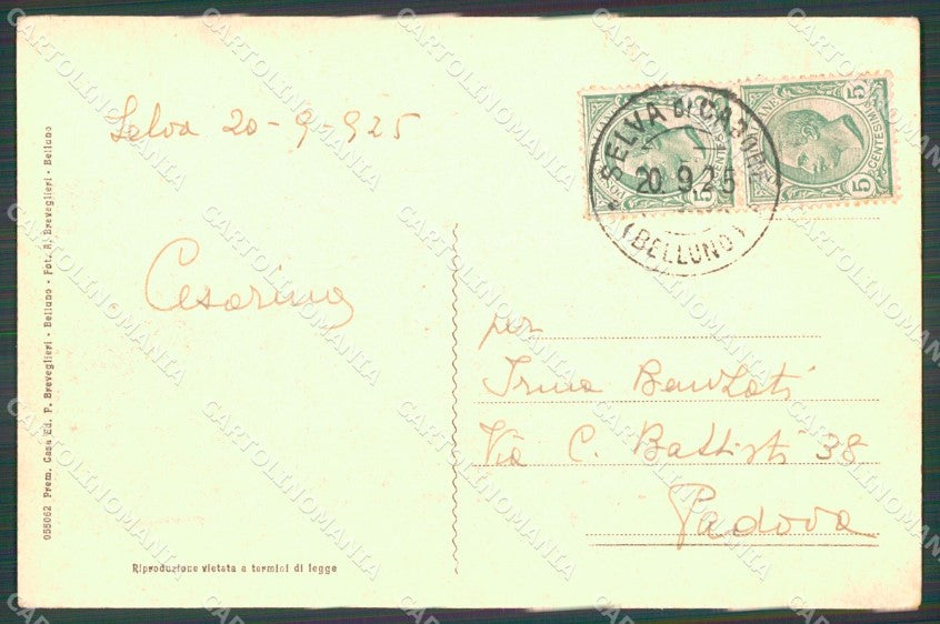 Belluno Selva di Cadore Catena del Nuvolau cartolina VK4307 – retro