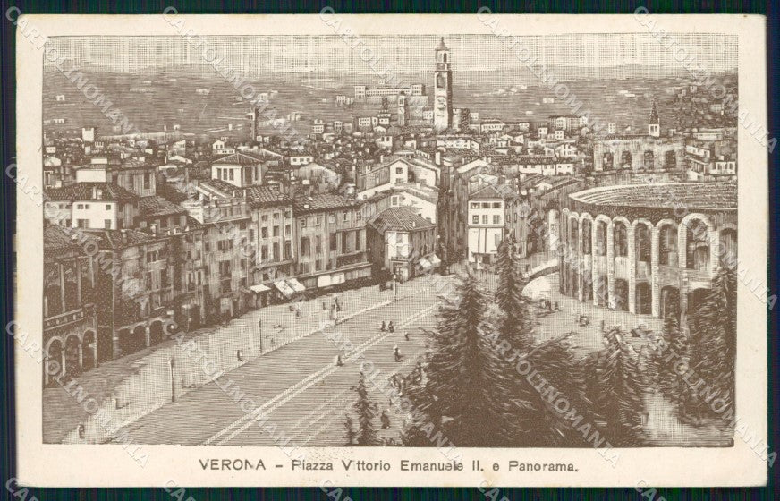 Verona città Piazza Vittorio Emanuele II PIEGHINA cartolina VK4346 – fronte