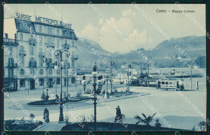 Como città Lago di Piazza Cavour Tram cartolina VK4355 – fronte