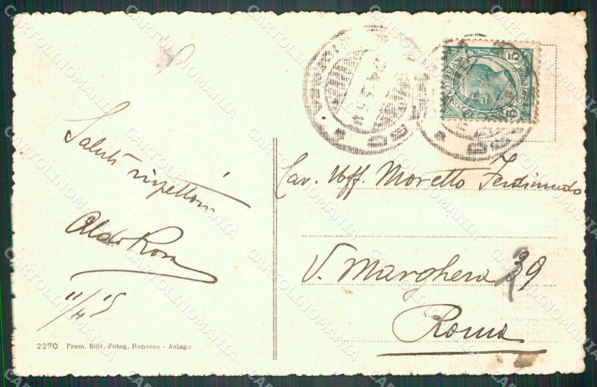 Vicenza Asiago Viale Trento Trieste Nevicata cartolina VK4449 – retro