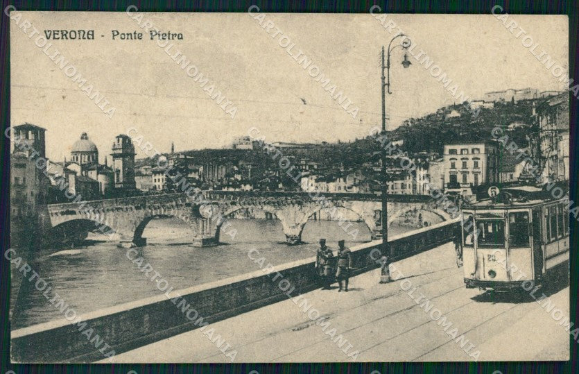 Verona città Ponte Pietro Tram cartolina VK4481 – fronte