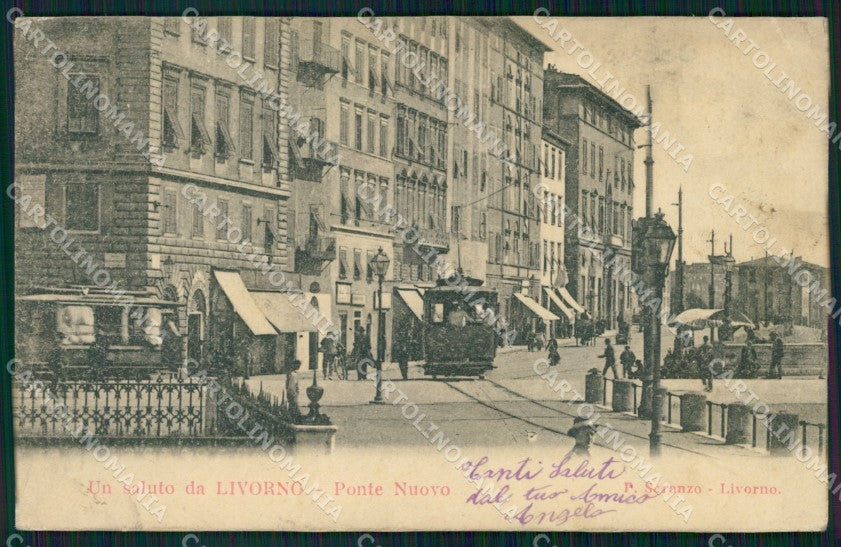 Livorno città Ponte Nuovo Tram cartolina VK4488 – fronte