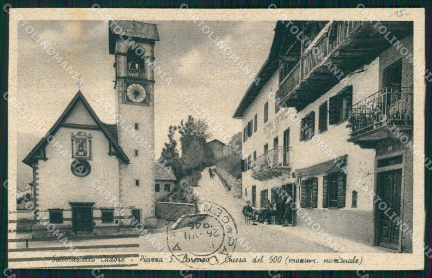 Belluno Vodo di Cadore Sottocastello Piazza San Lorenzo cartolina VK4504 – fronte