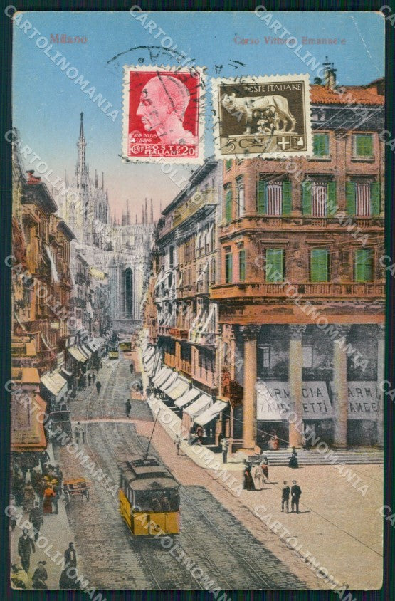 Milano città Corso Vittorio Emanuele Tram cartolina VK4624 – fronte