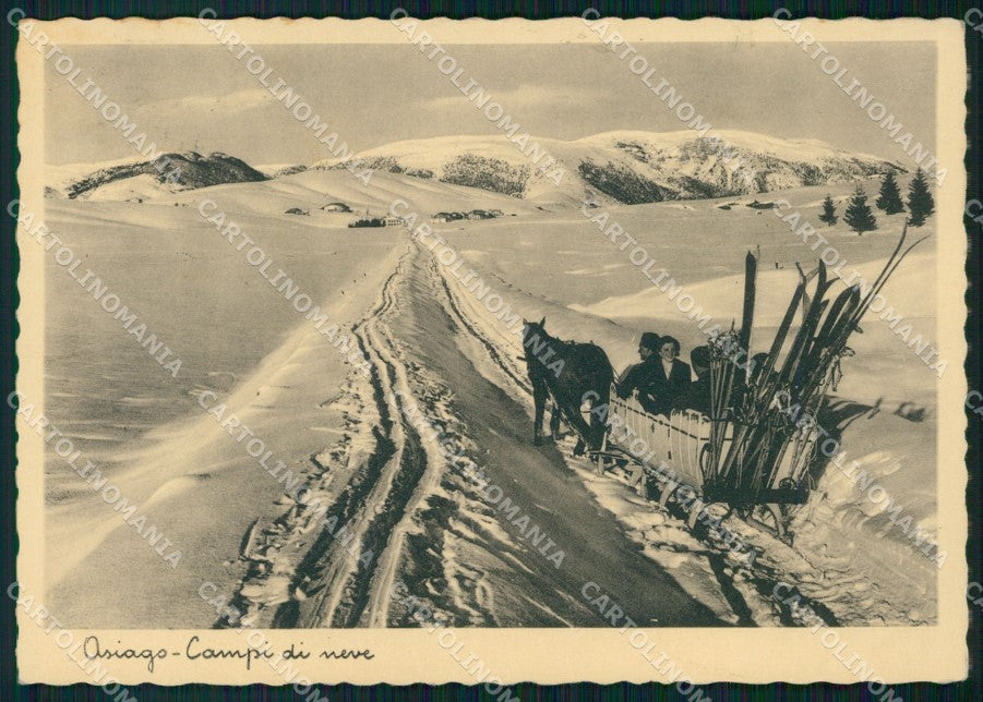 Vicenza Asiago Nevicata Slitta Sci Foto FG cartolina VK4637 – fronte