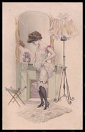 Artist Signed Illustratori Raphael Kirchner Risque Lady serie 15601 pc VK5430 – fronte