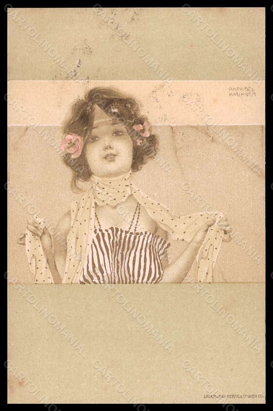 Artist Signed Illustratori Raphael Kirchner Lady Herzig D.25-3 postcard VK5444 – fronte