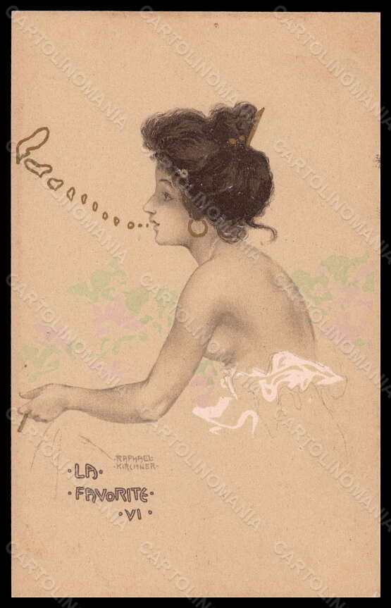 Artist Signed R. Kirchner Lady La Favorite D.10-6 PIN HOLE postcard VK5451 – fronte