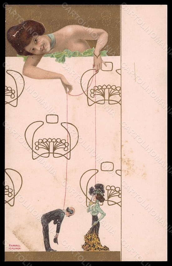 Artist Signed Raphael Kirchner Lady Marionettes D.13-2 ABRADED postcard VK5455 – fronte