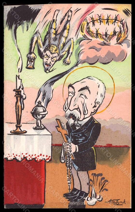 Artist Signed Molynk French Politics Propaganda Hand Painted pc VK5474 – fronte