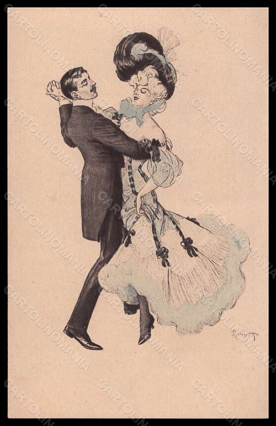 Artist Signed Reznicek Art Nouveau Dance Lady Simplicissimus I-5 pc VK5485 – fronte
