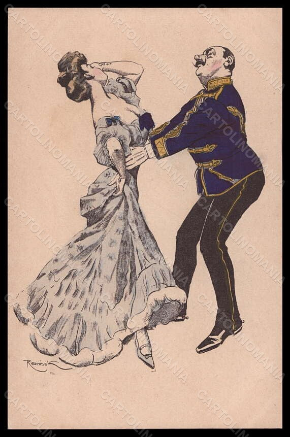Artist Signed Reznicek Art Nouveau Dance Lady Simplicissimus V-11 pc VK5487 – fronte