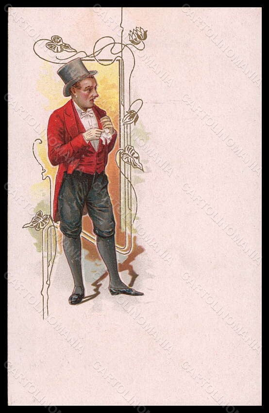 Artist Signed Illustratori Man Art Nouveau Flowers postcard VK5519 – fronte
