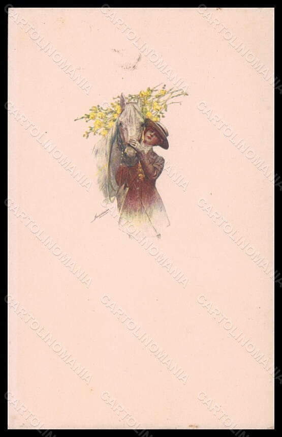 Artist Signed Illustratori Simeoni Lady Horse serie 597M-4 ABRADED pc VK5524 – fronte