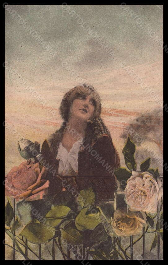 Artist Signed Illustratori Lady and Flowers serie 55926-449 postcard VK5536 – fronte