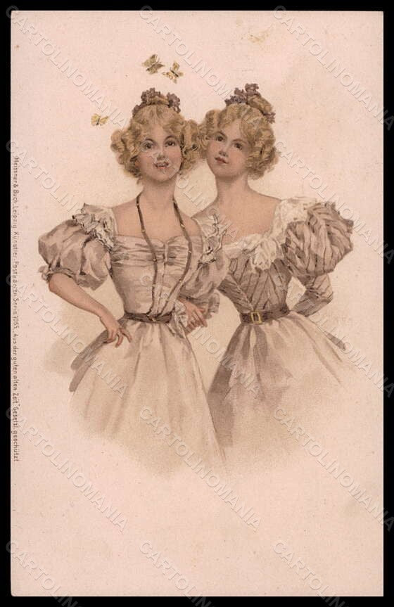 Artist Signed Illustratori Lady Art Nouveau Meissner & Buch serie 1055 pc VK5538 – fronte