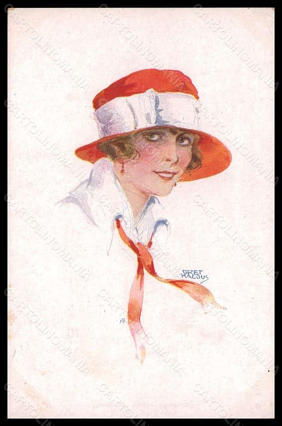 Artist Signed Gret Kalous Fashion Glamour Lady Moda serie 22-191 pc VK5549 – fronte