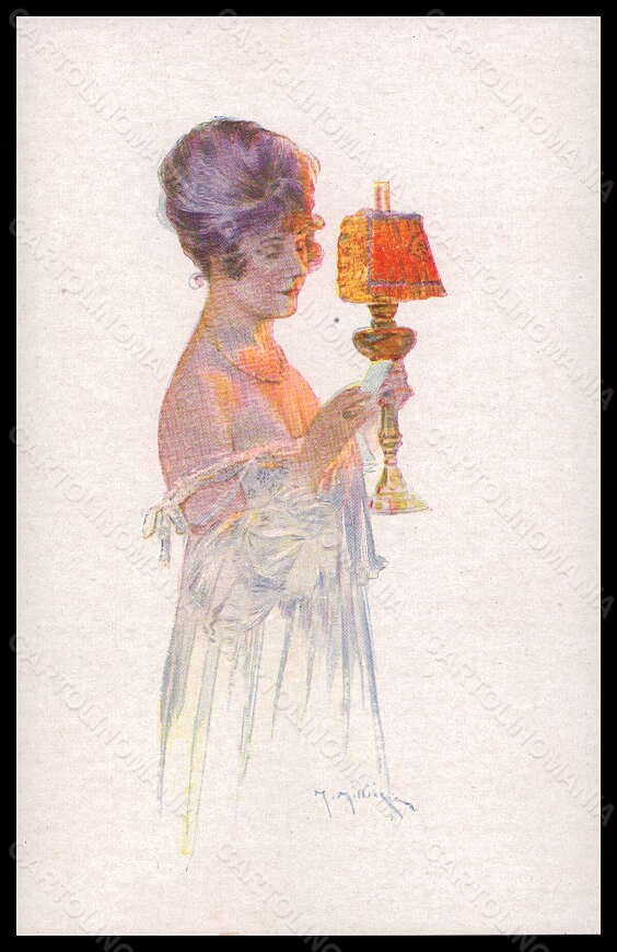Artist Signed Illustratori M. Milliere Risque Lady serie 34-4 postcard VK5552 – fronte
