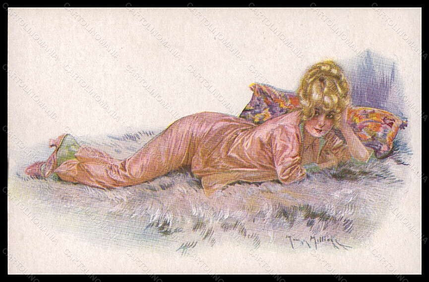 Artist Signed Illustratori M. Milliere Risque Lady serie 34-5 postcard VK5555 – fronte
