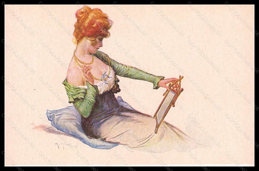 Artist Signed Illustratori M. Milliere Risque Lady serie 34-7 postcard VK5557 – fronte