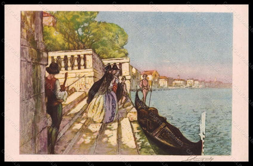 Artist Signed Guinegaul ? Romantic Couple Paris Venezia Gravures 1106 pc VK5559 – fronte