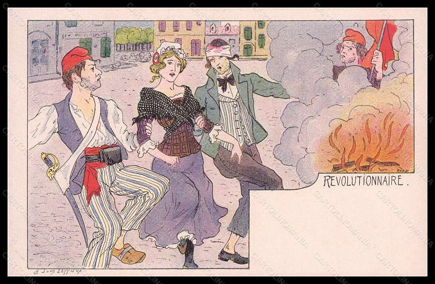 Artist Signed L. Lessieux Art Nouveau Lady Revolutionnaire pc VK5573 – fronte