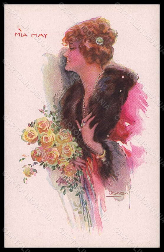 Artist Signed Usabal Fashion Lady Mia May Actress serie 335-5 pc VK5578 – fronte