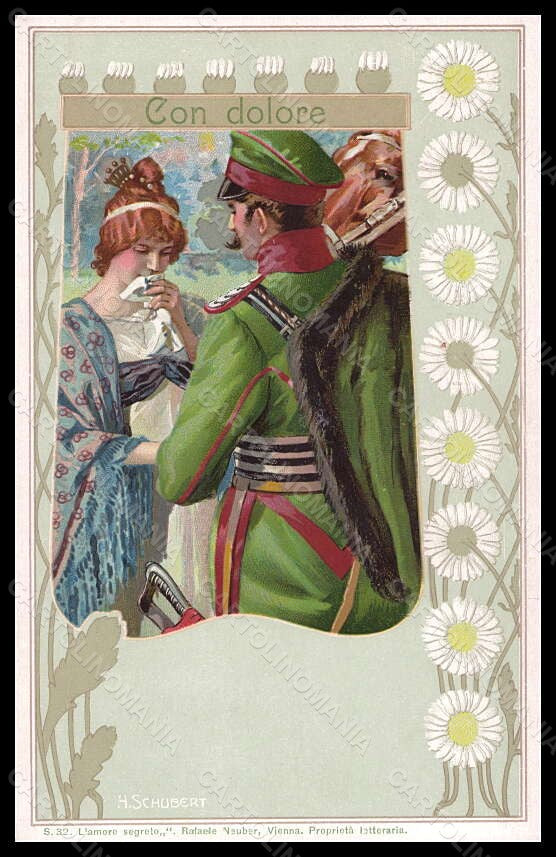 Artist Signed H. Schubert Couple Art Nouveau Amore Segreto Serie 32 pc VK5583 – fronte