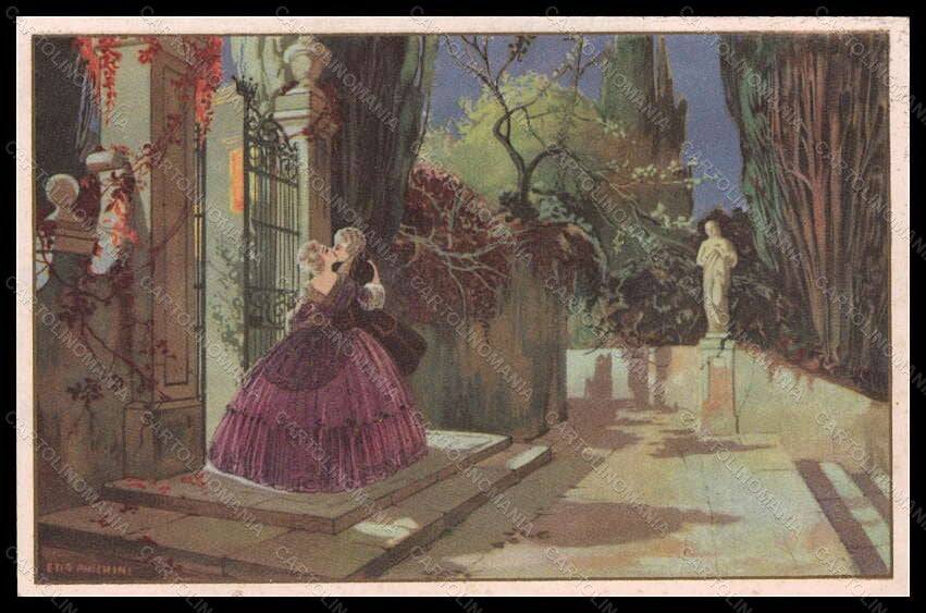 Artist Signed E. Anichini Kissing Couple Ballerini & Fratini serie 282 pc VK5590 – fronte