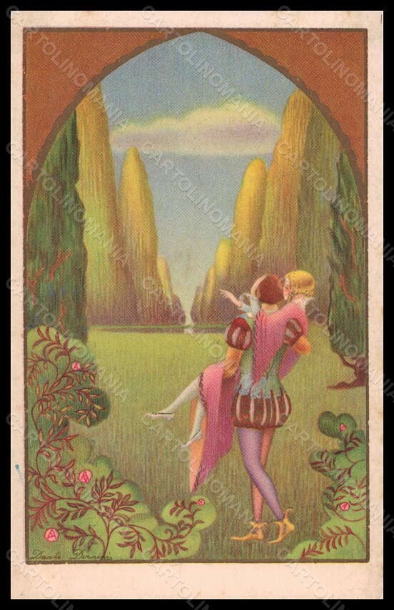 Artist Signed Dante Dernini Romantic Couple Art Deco serie 2568 pc VK5592 – fronte