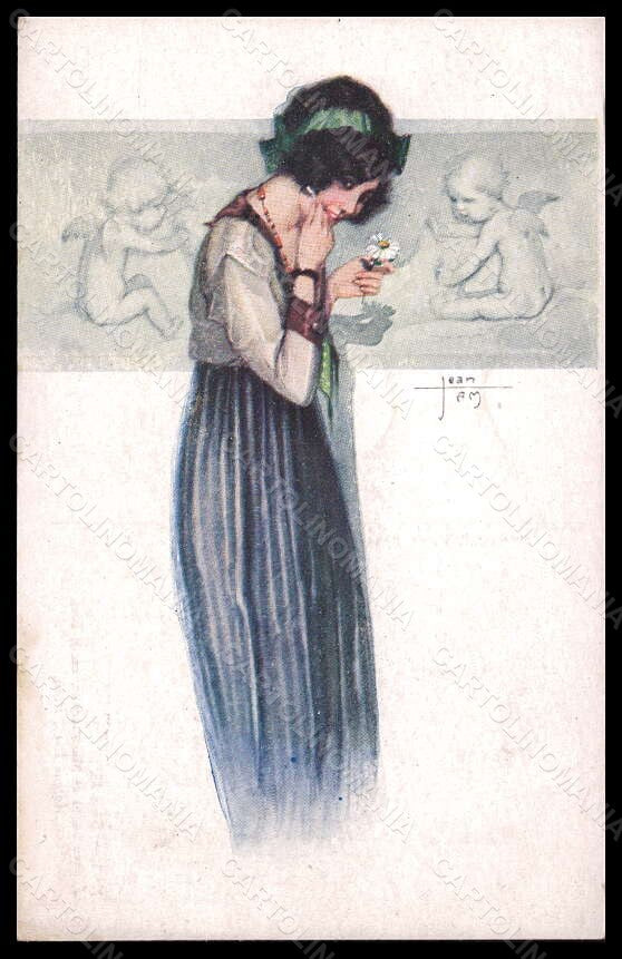 Artist Signed Illustratori Jean Tam Lady and Cupid serie 73-6 postcard VK5594 – fronte