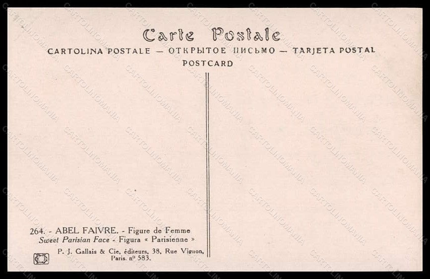 Artist Signed Abel Faivre Fashion Glamour Lady Moda serie 264 postcard VK5598 – retro
