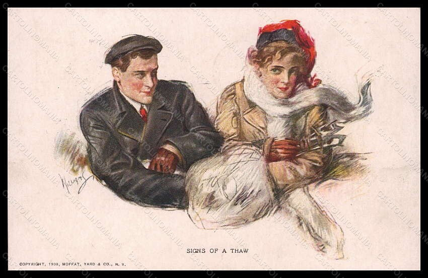 Artist Signed Illustratori Williams Romantic Couple Sing of a Thaw pc VK5622 – fronte