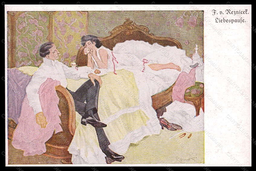 Artist Signed Illustratori Reznicek Romantic Couple serie 1051 postcard VK5623 – fronte