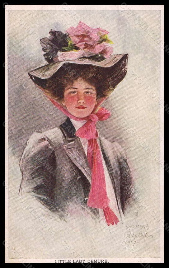 Artist Signed Philip Boileau Fashion Little Lady Demure Reinthal postcard VK5628 – fronte