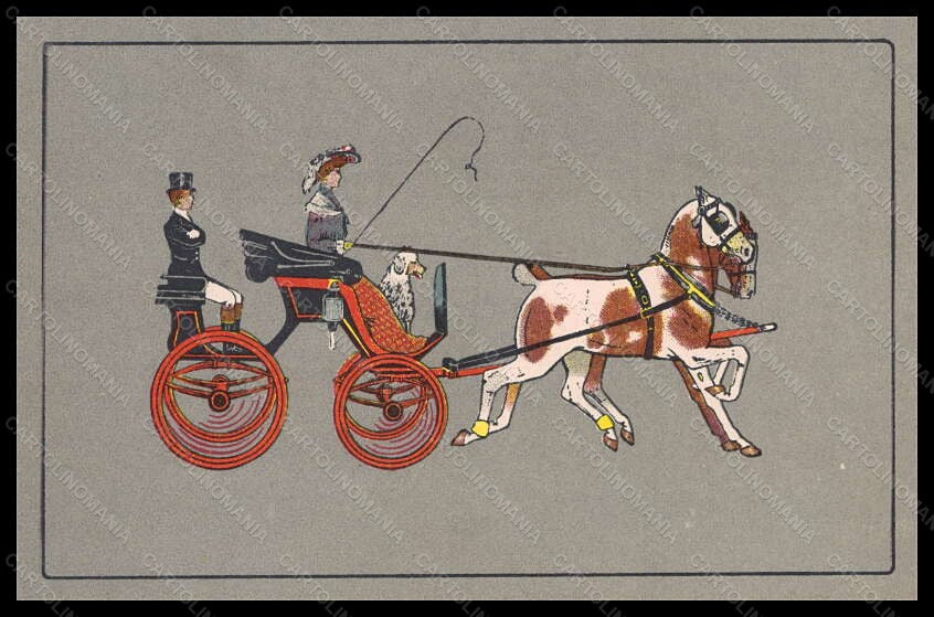 Artist Signed Caputi Fashion Lady Horse Dog Calesse serie 138 postcard VK5635 – fronte