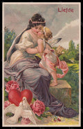 Artist Signed Lady Cupid Dove Art Nouveau Relief PFB serie 8521 postcard VK5637 – fronte