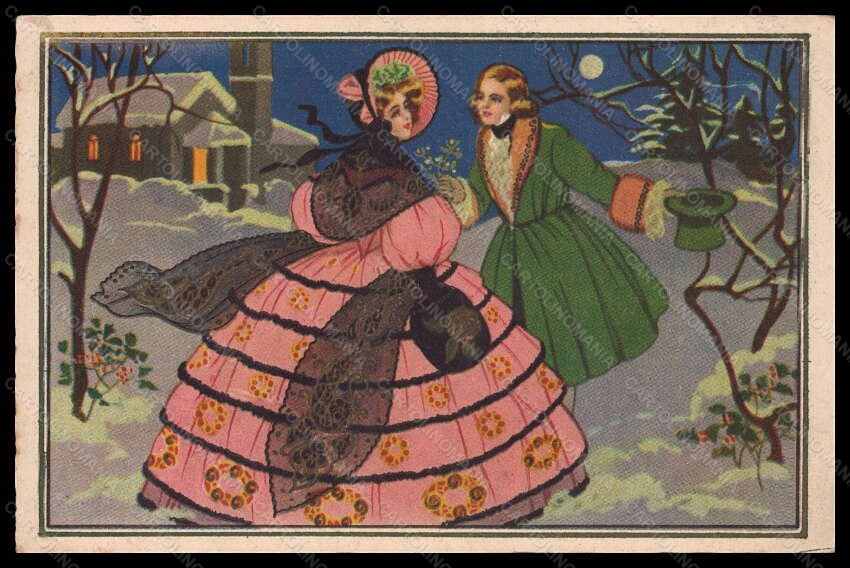 Artist Signed Anichini ? Romantic Couple Art Deco serie 517 postcard VK5640 – fronte