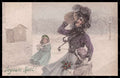 Artist Signed Lady Girl Snow Christmas Viennoise V. K. Vienne 5001-a pc VK5649 – fronte