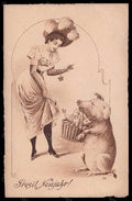 Artist Signed Lady Pig Art Nouveau New Year Mushroom Luck serie 226 pc VK5655 – fronte