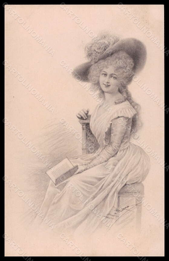Artist Signed Wichera Lady Viennoise MM Vienne serie 199 postcard VK5662 – fronte