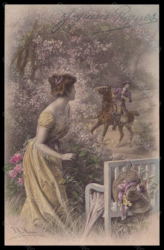 Artist Signed Wichera Lady Horse Flowers Viennoise MM Vienne serie 580 pc VK5665 – fronte
