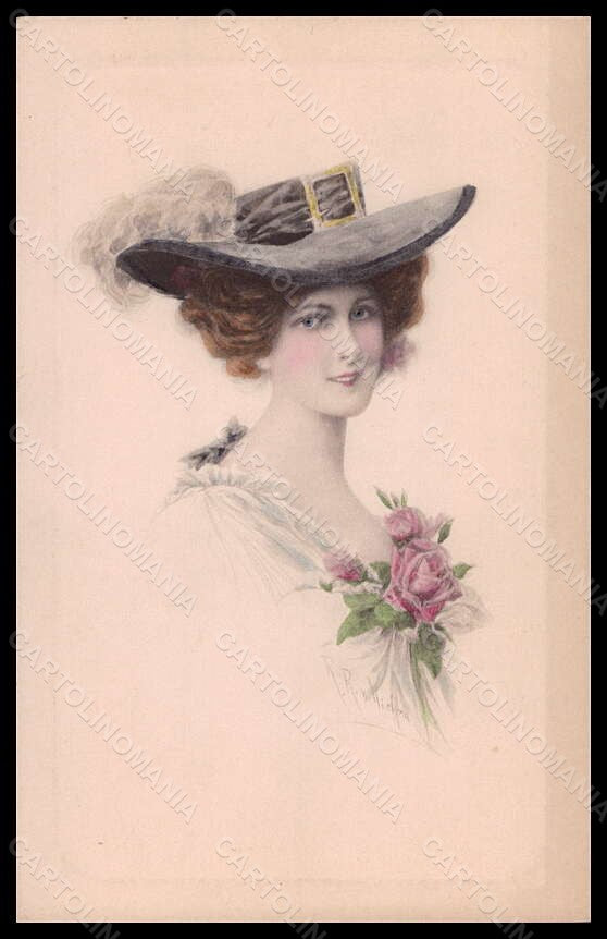 Artist Signed Wichera Lady Viennoise MM Vienne serie 450 postcard VK5670 – fronte